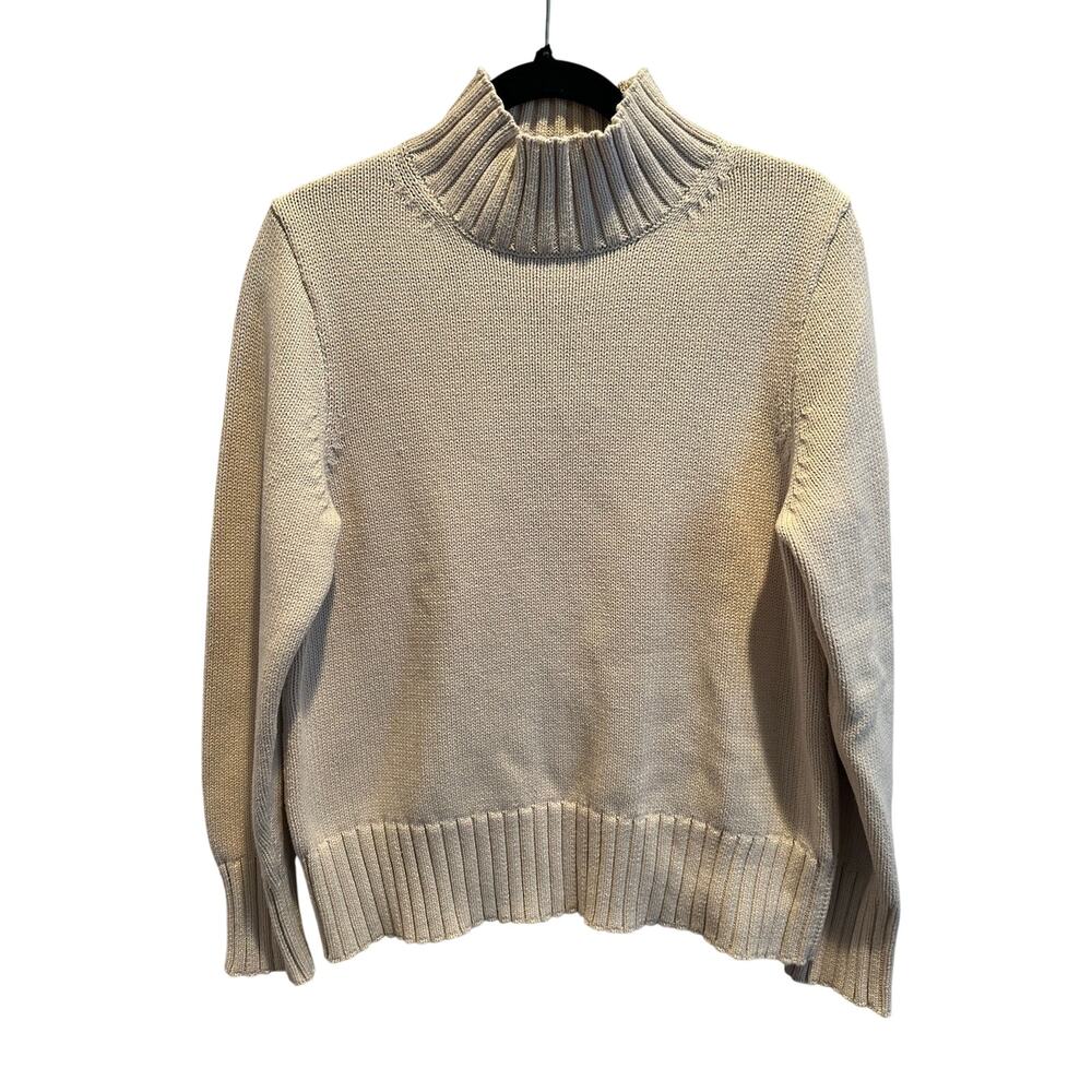 NWT J. Crew W’s Mock Neck 100% Cotton Sweater Size M Color Cream